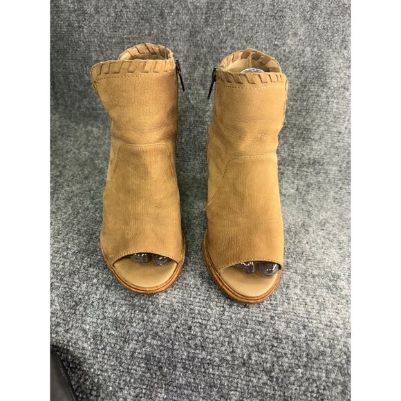 Vince Camuto Shoes Women's 7M Tan Kicetta Suede Peep Toe Open Heel Bootie - Picture 15 of 16